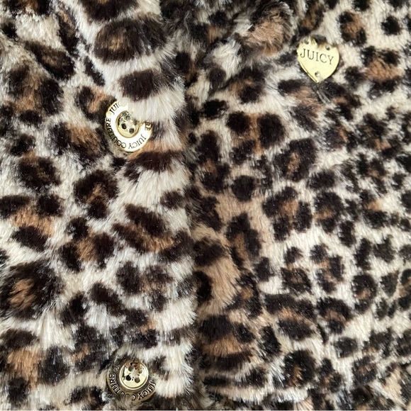 NWT Juicy Couture Fuzzy Faux Fur Animal Print Coat Size 3T - Picture 2 of 9